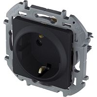 Розетка с заземлением без рамки Legrand Inspiria 1-м. шторки антрацит картинка